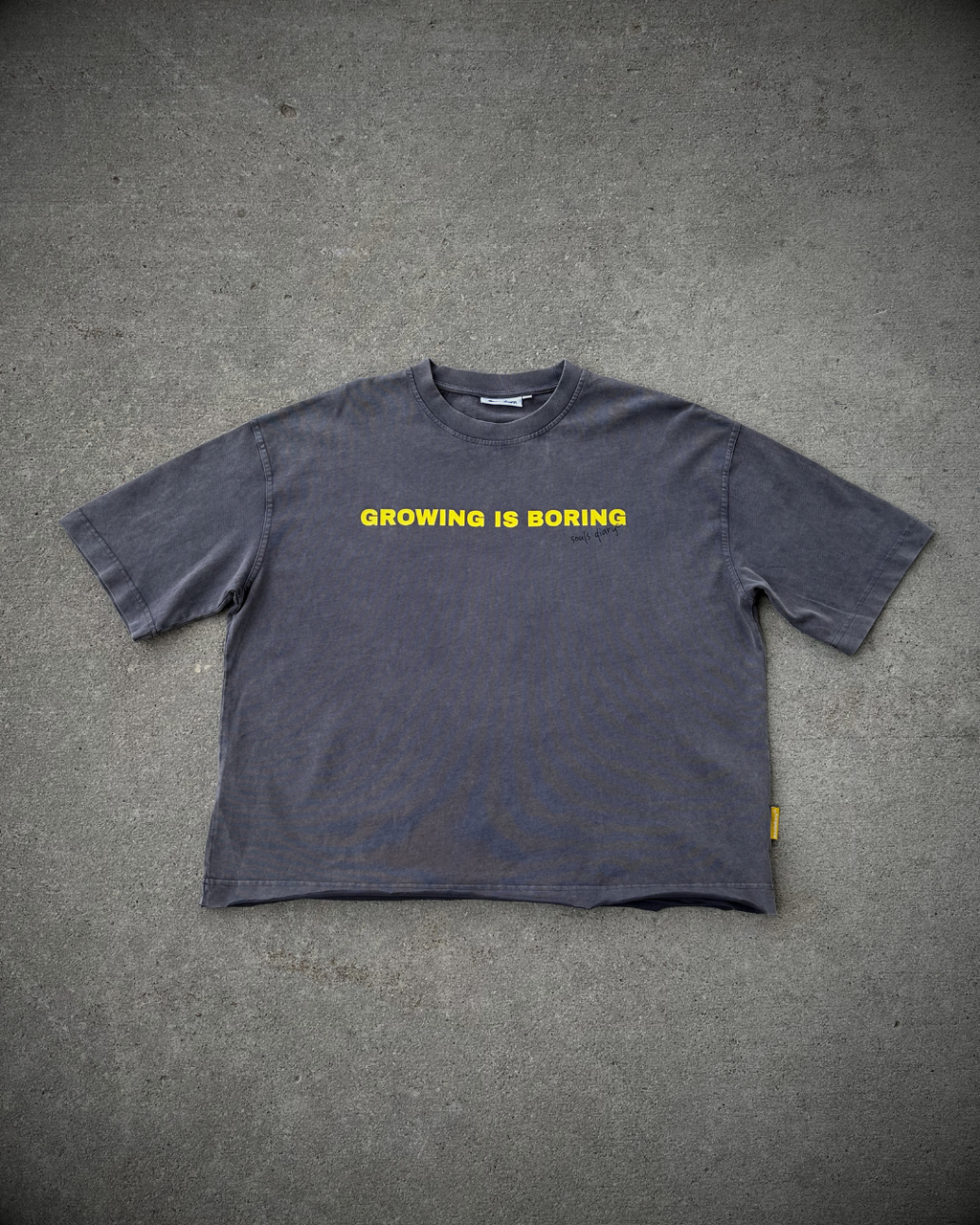 "boring" tee in ash grey