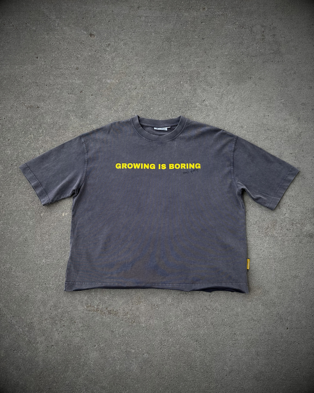 "boring" tee in ash grey