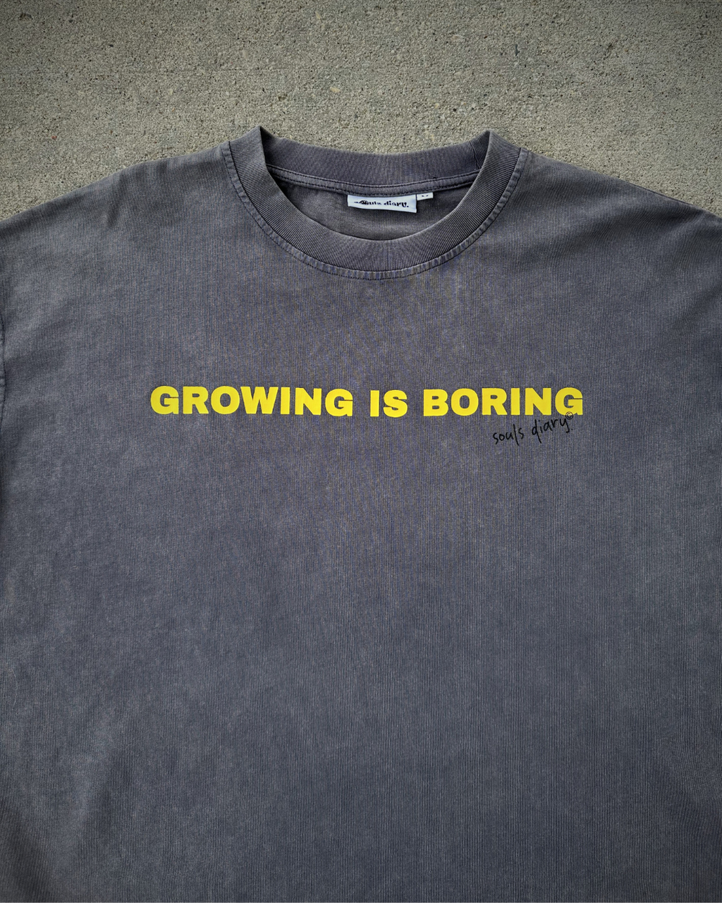 "boring" tee in ash grey