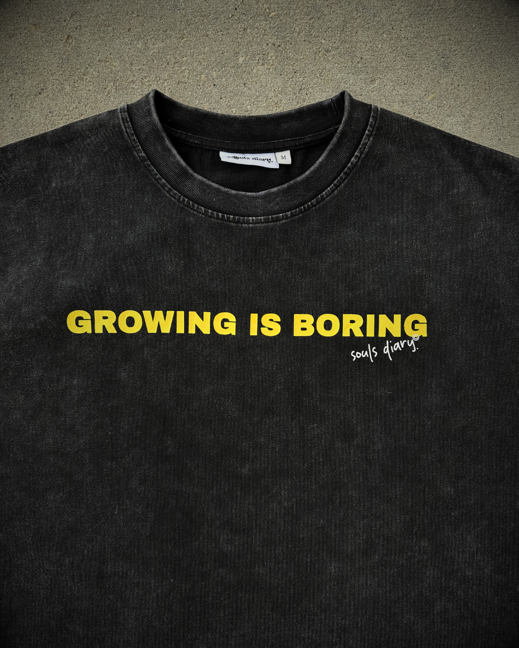 "boring" tee in charcoal