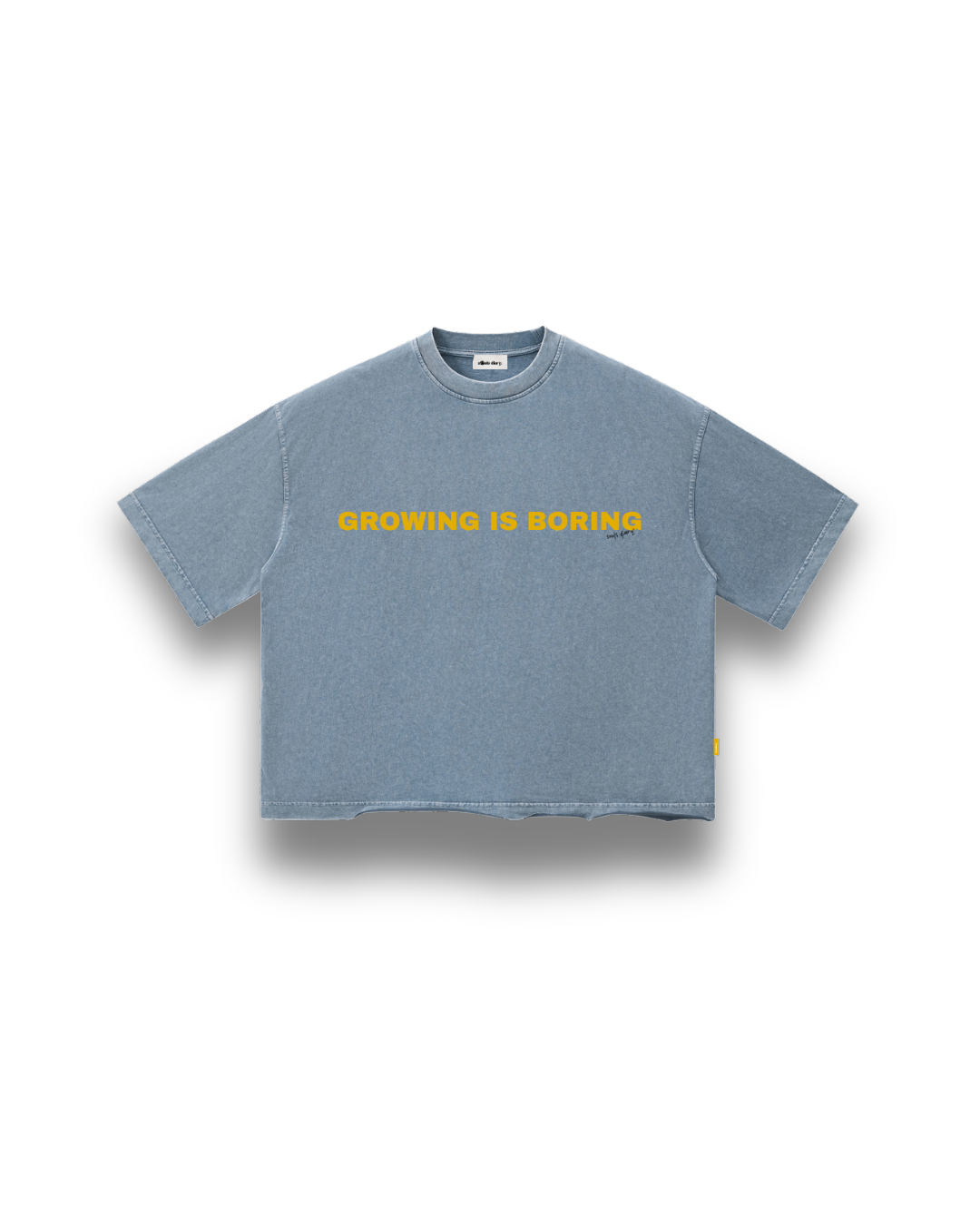 "boring" tee in stone blue