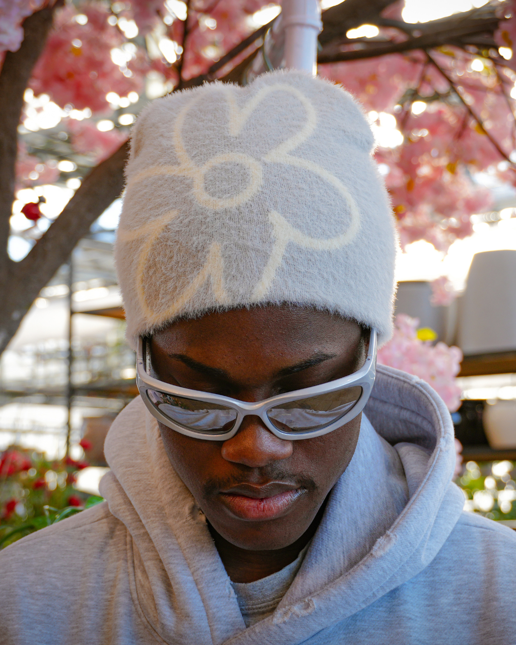 "fur flower" beanie