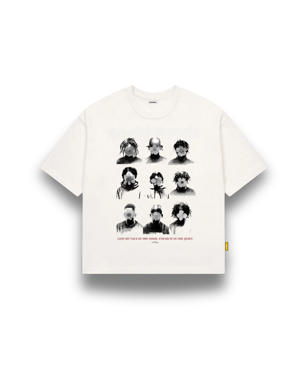 "faceless" white tee