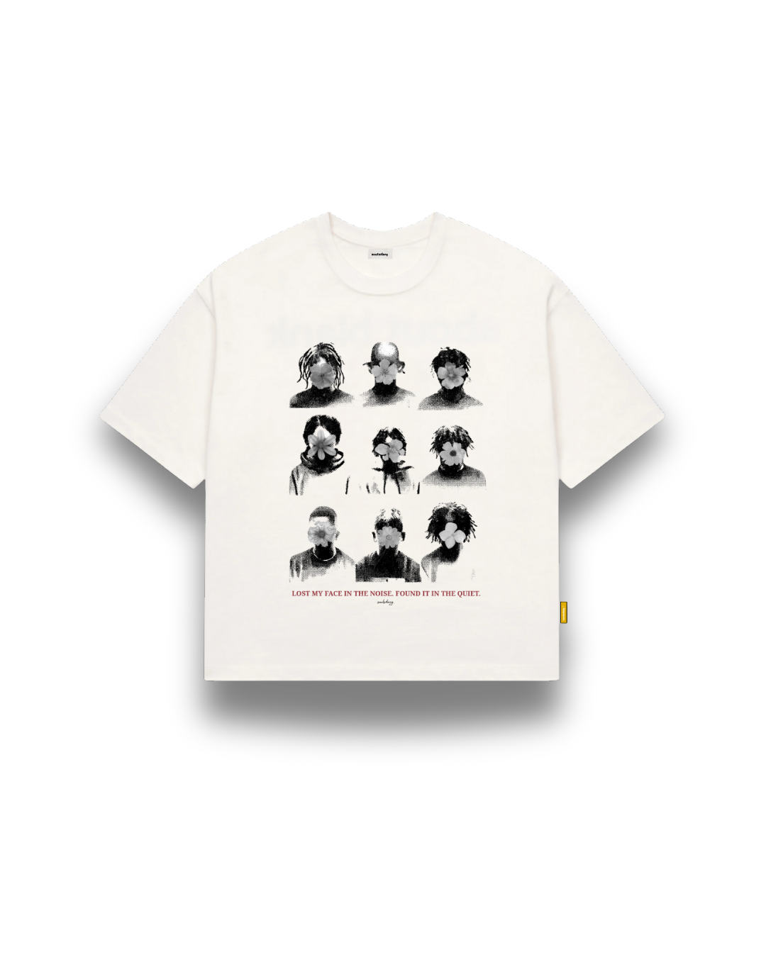 "faceless" white tee