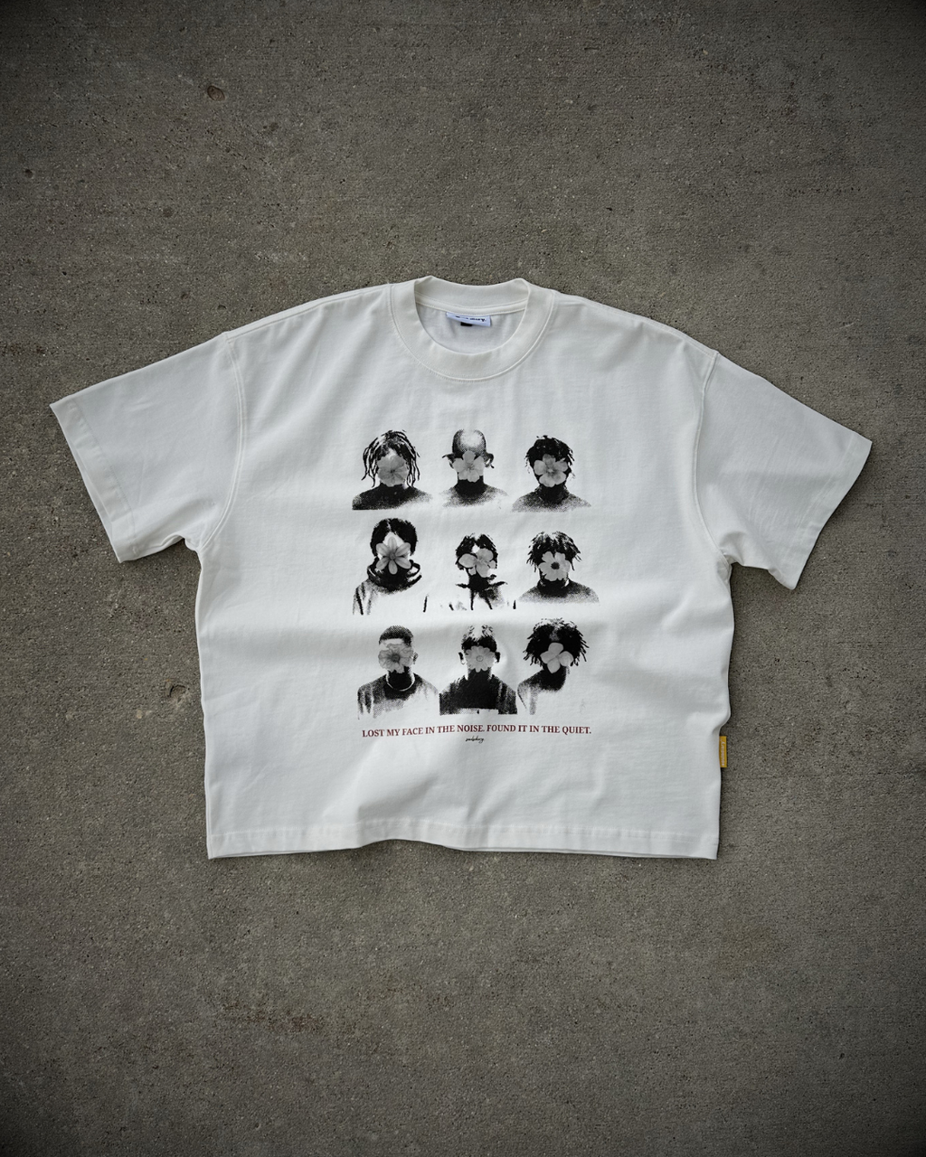 "faceless" white tee
