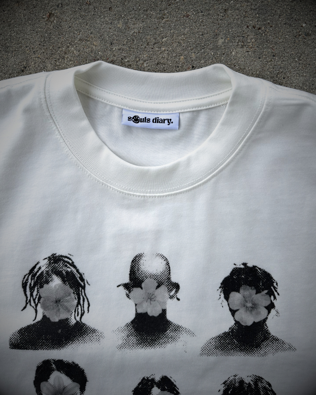 "faceless" white tee