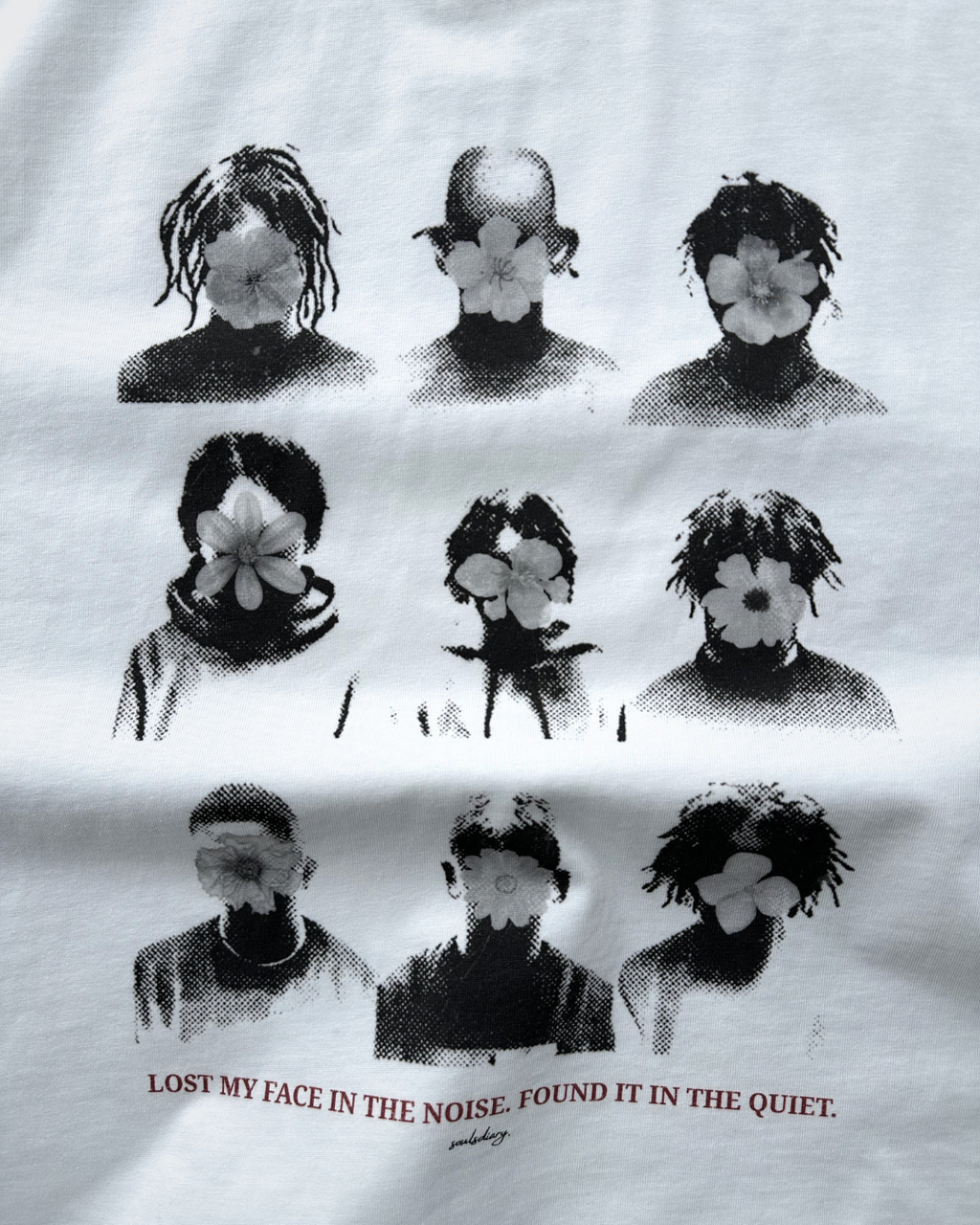 "faceless" white tee