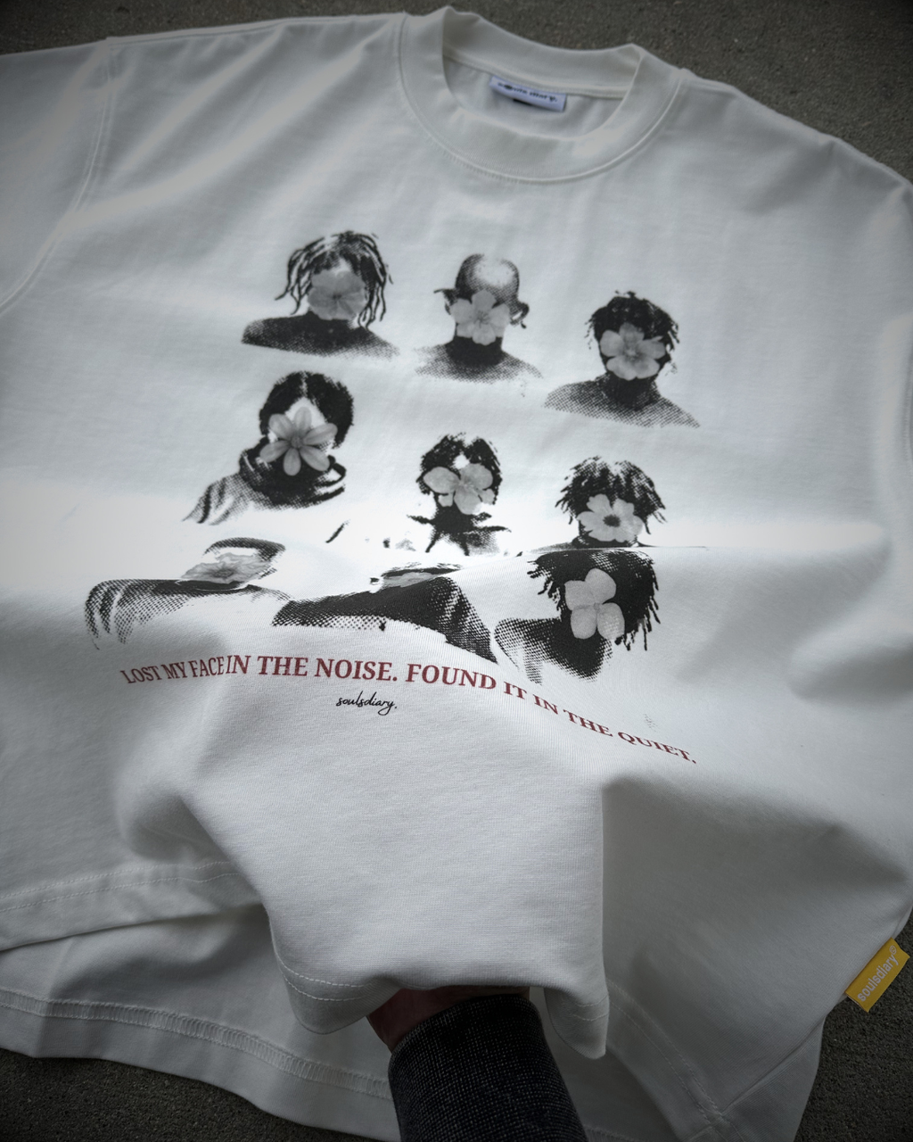 "faceless" white tee