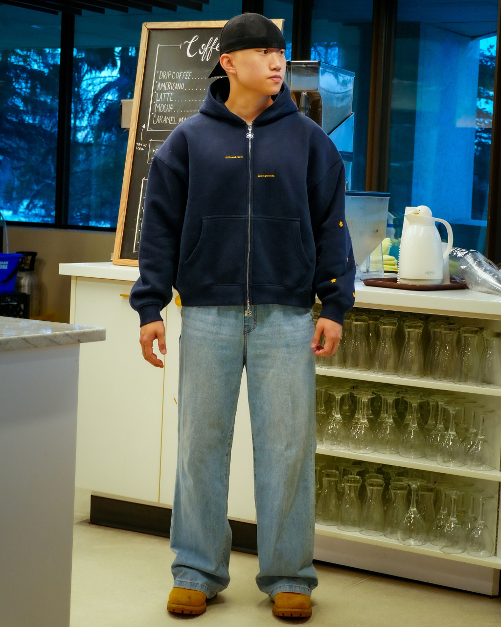 "rooted" double zip hoodie