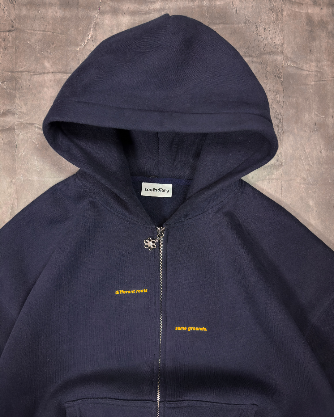 "rooted" double zip hoodie