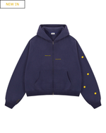 "rooted" double zip hoodie